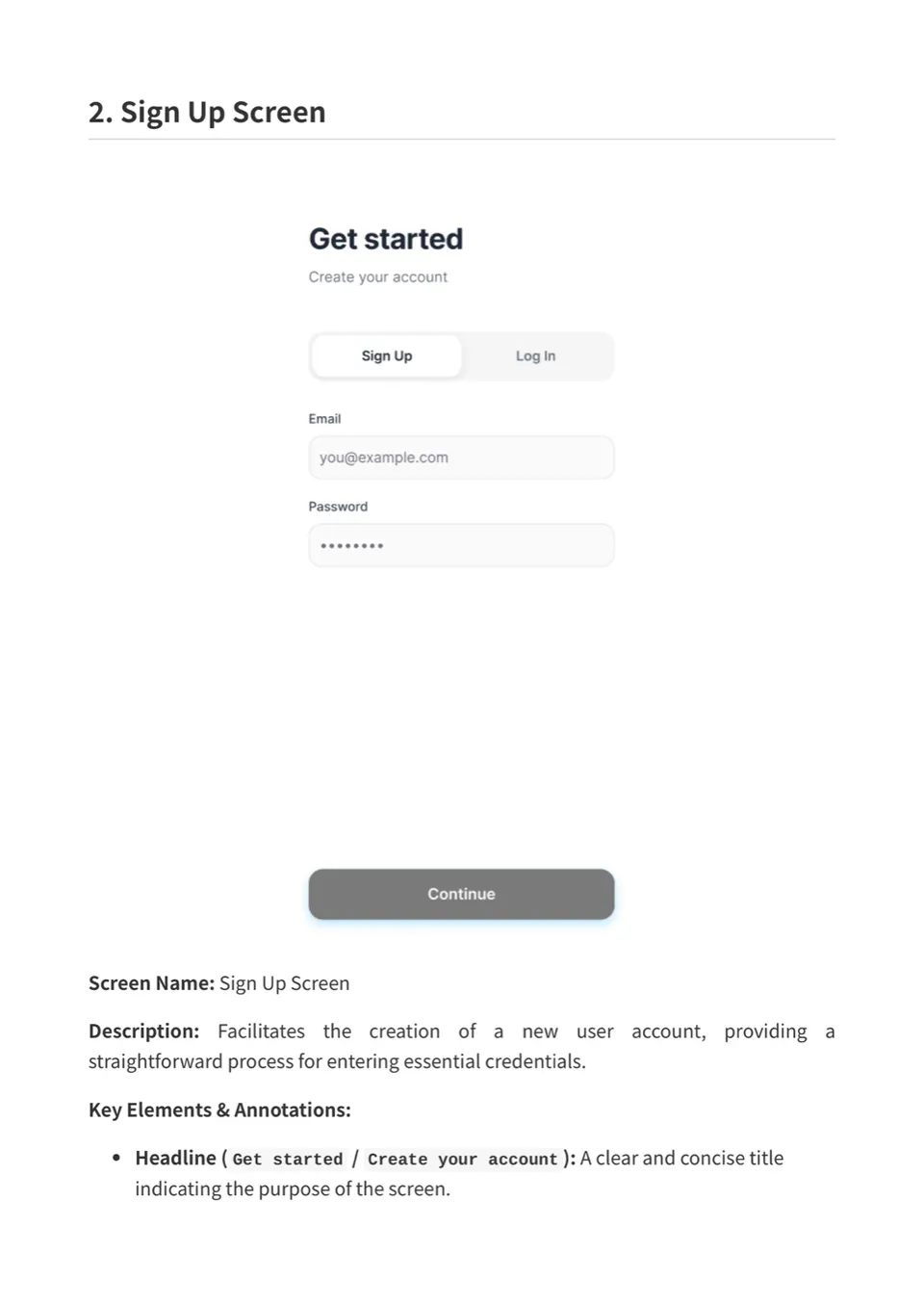 Acminder, annotated sign-up