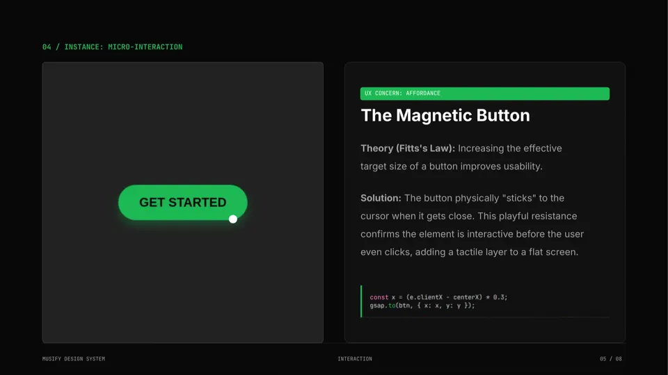 Musify, magnetic button