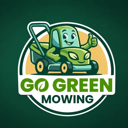 Go Green Mowing mascot logo