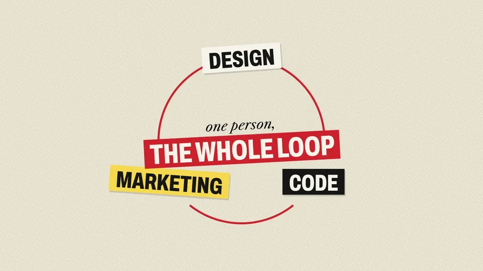 Final frame of The whole loop film: design, code and marketing joined in one circle