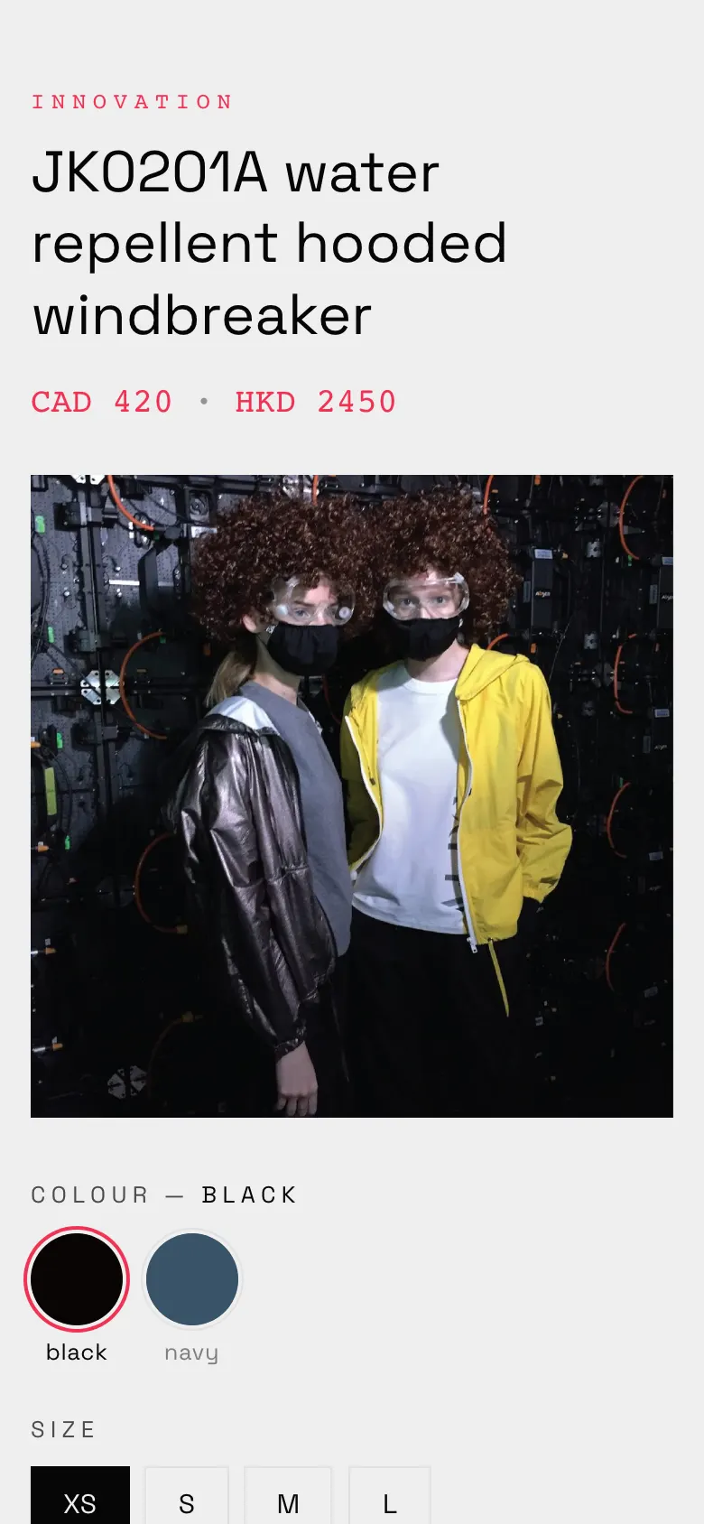 Fashion e-commerce website, phone view